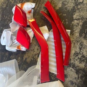 Red Corvette spoiler and engine cover